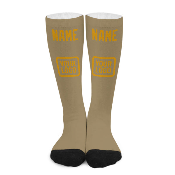 Chaussettes hautes personnalisées kaki clair et jaune