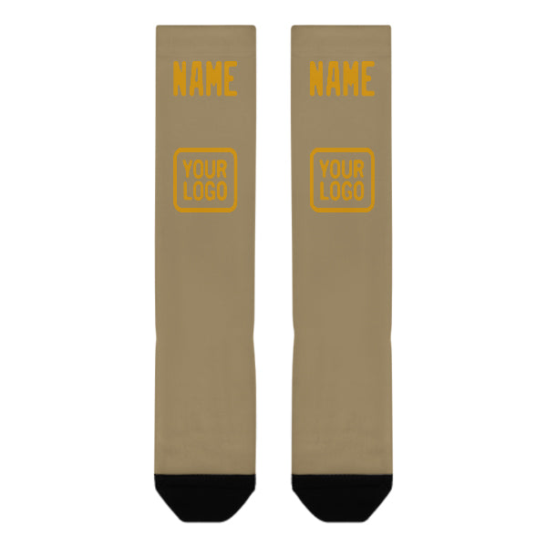 Chaussettes hautes personnalisées kaki clair et jaune