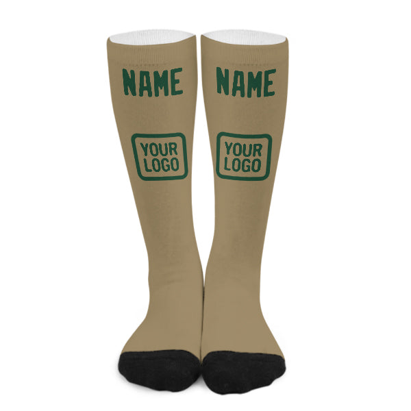 Chaussettes hautes kaki clair personnalisées