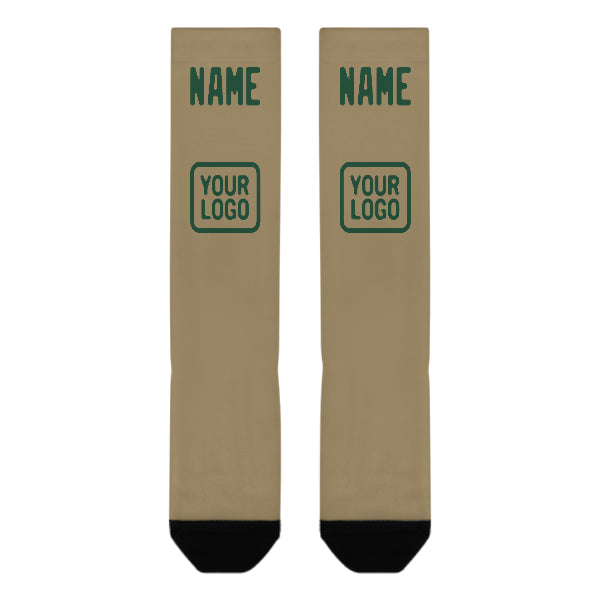 Chaussettes hautes kaki clair personnalisées