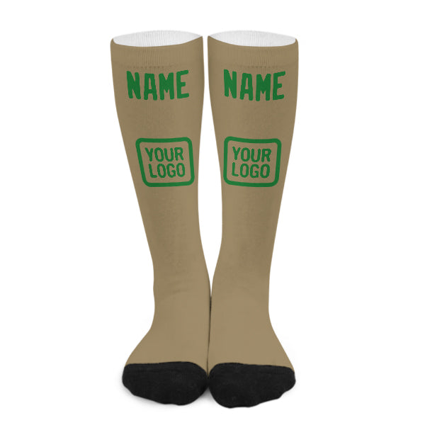 Chaussettes hautes sur mesure kaki clair et vert émeraude