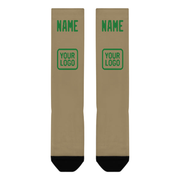 Chaussettes hautes sur mesure kaki clair et vert émeraude