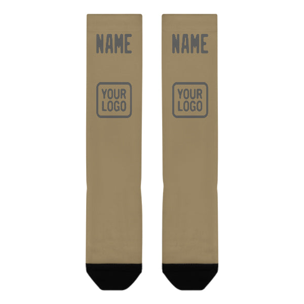 Chaussettes hautes kaki clair et gris foncé personnalisées