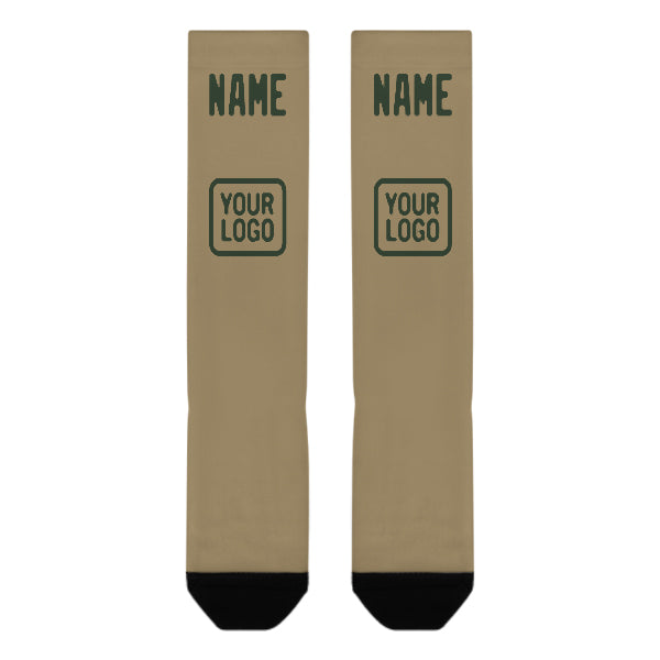 Chaussettes hautes kaki clair et vert foncé personnalisées