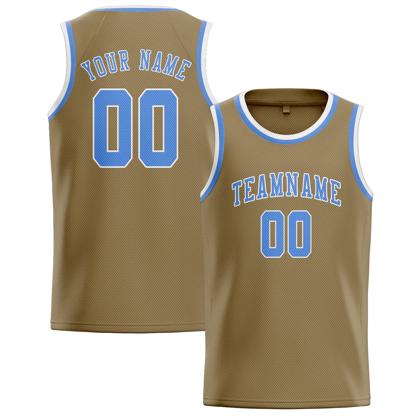 Maillot de basketball personnalisé kaki clair et bleu clair