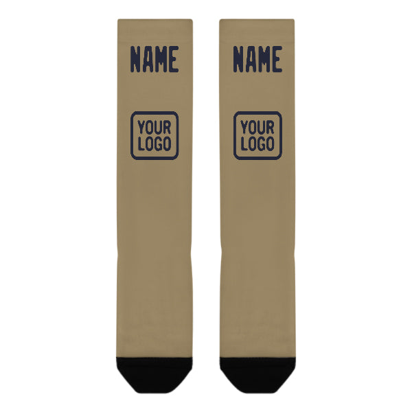 Chaussettes hautes kaki clair marine personnalisées