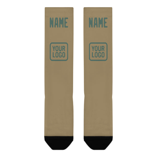 Chaussettes hautes personnalisées kaki clair, bleu et vert