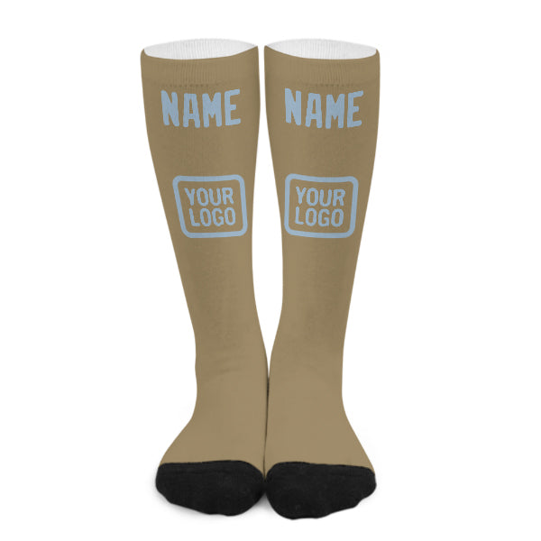 Chaussettes hautes kaki clair et bleu clair personnalisées