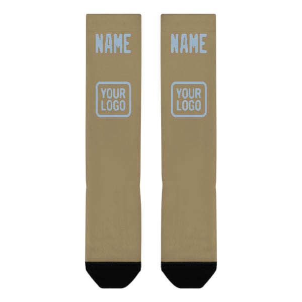 Chaussettes hautes kaki clair et bleu clair personnalisées