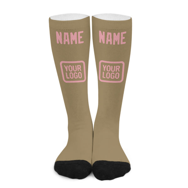 Chaussettes hautes kaki clair et rose clair personnalisées