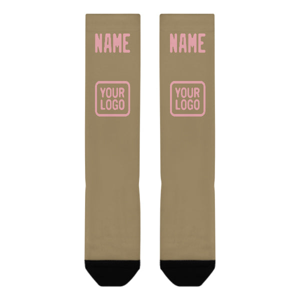 Chaussettes hautes kaki clair et rose clair personnalisées