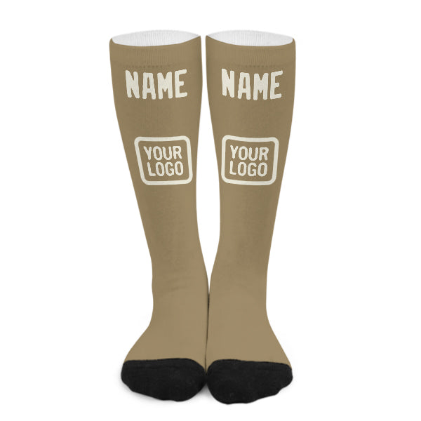 Chaussettes hautes kaki clair personnalisées