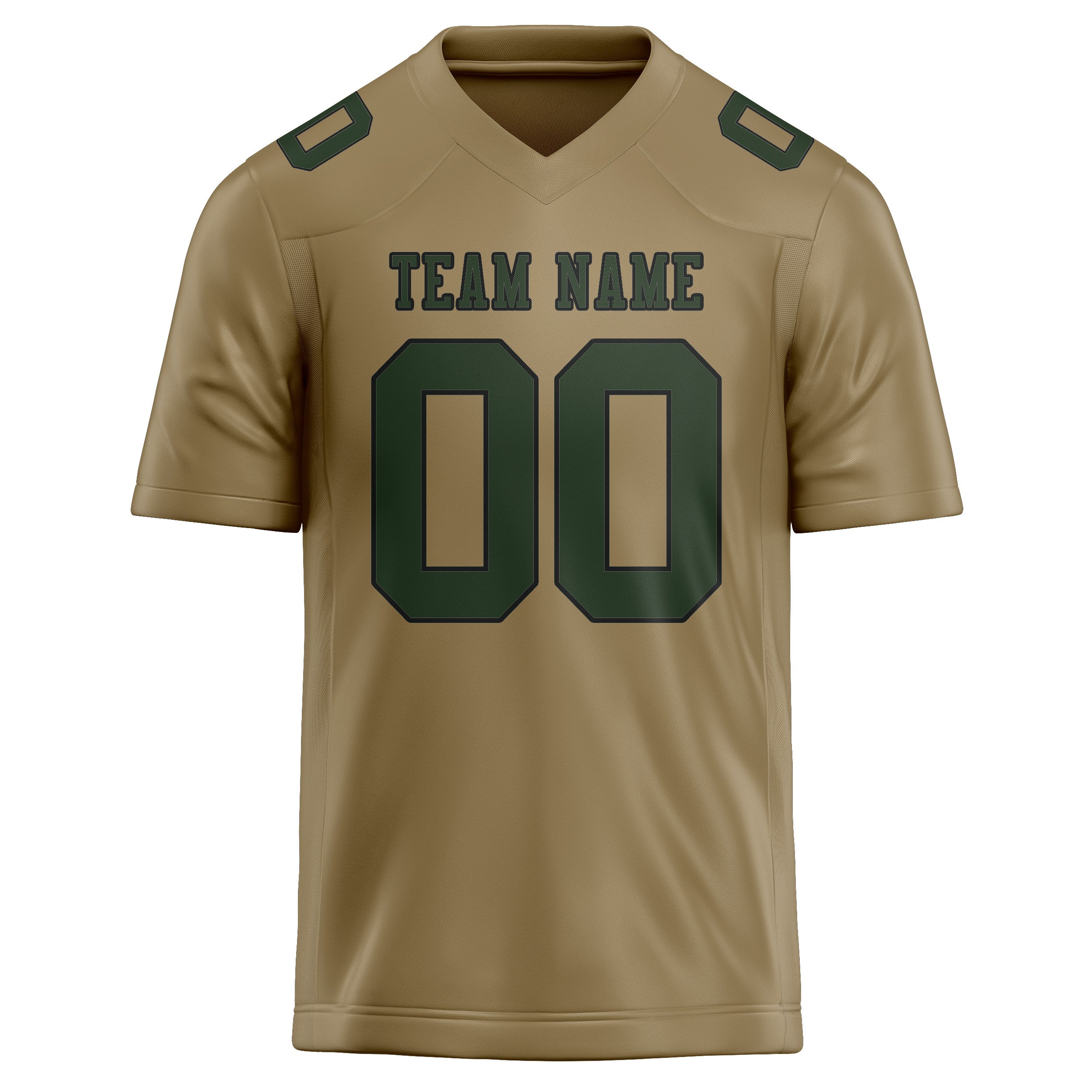 Custom Light Khaki Dark Green Football Jersey