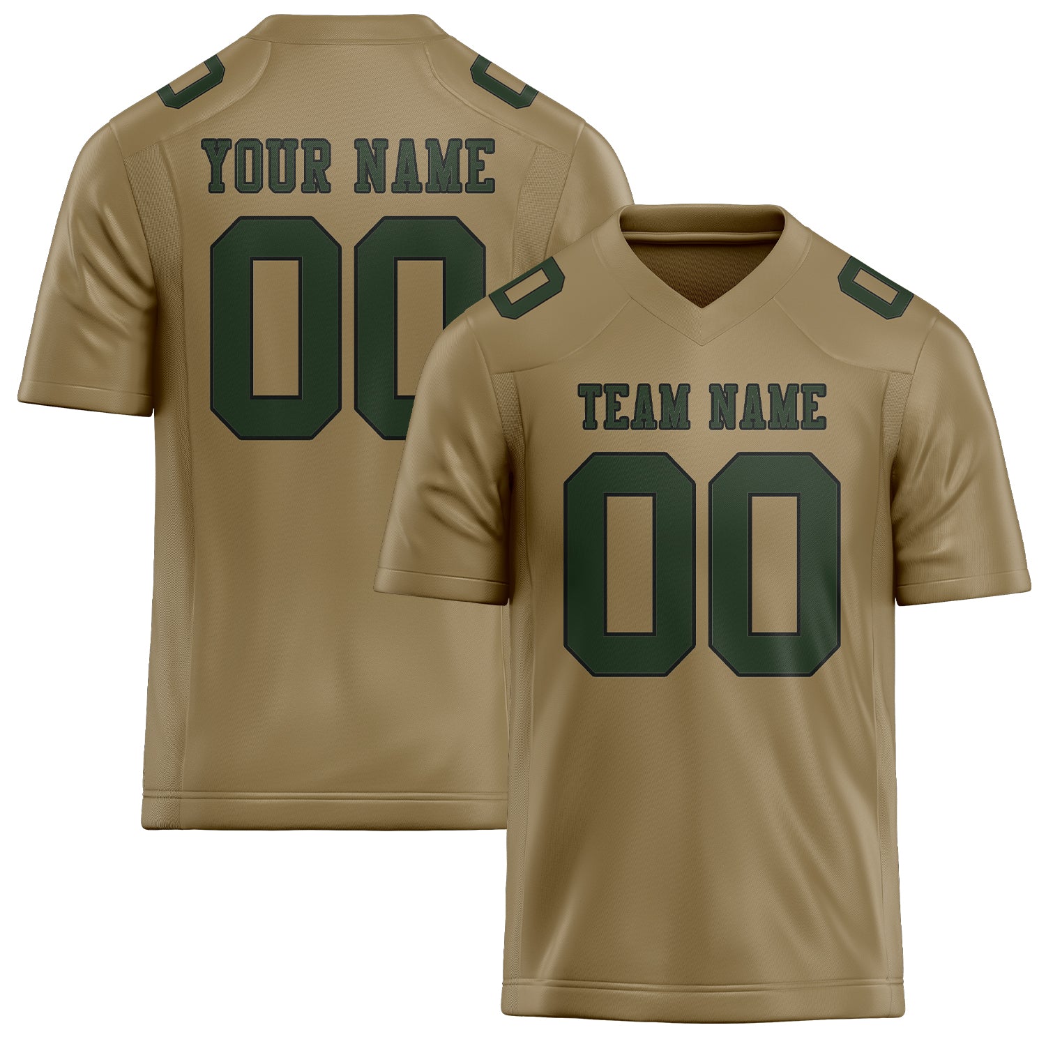 Custom Light Khaki Dark Green Football Jersey