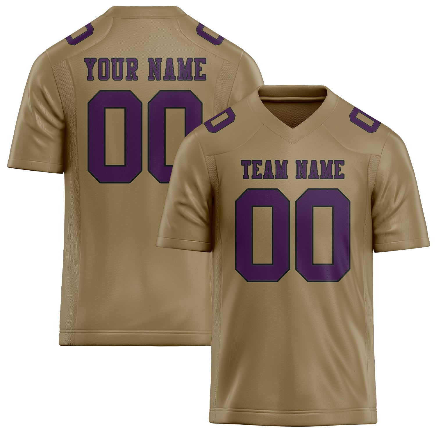 Custom Light Khaki Purple Football Jersey