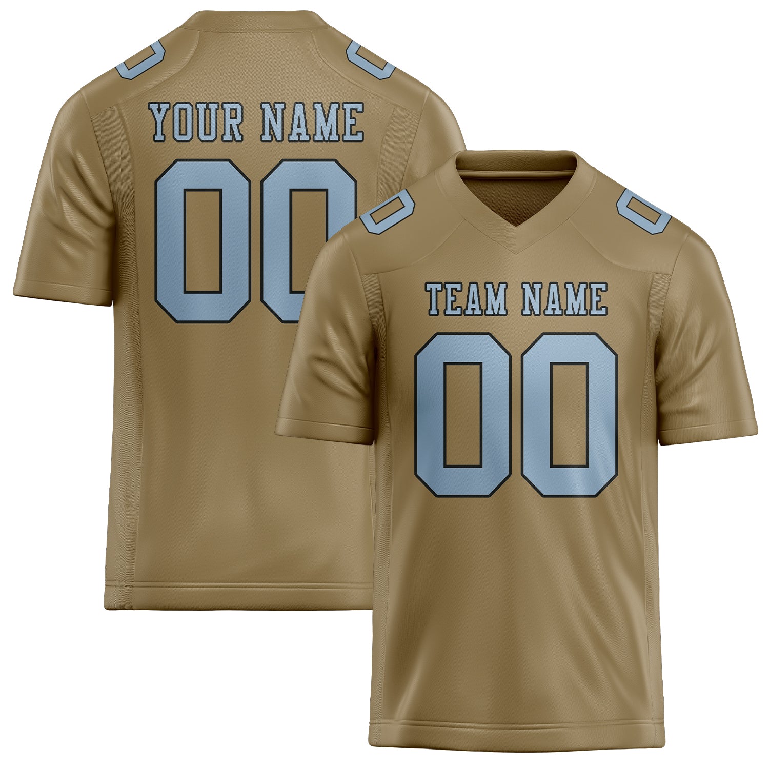 Custom Light Khaki Light Blue Football Jersey