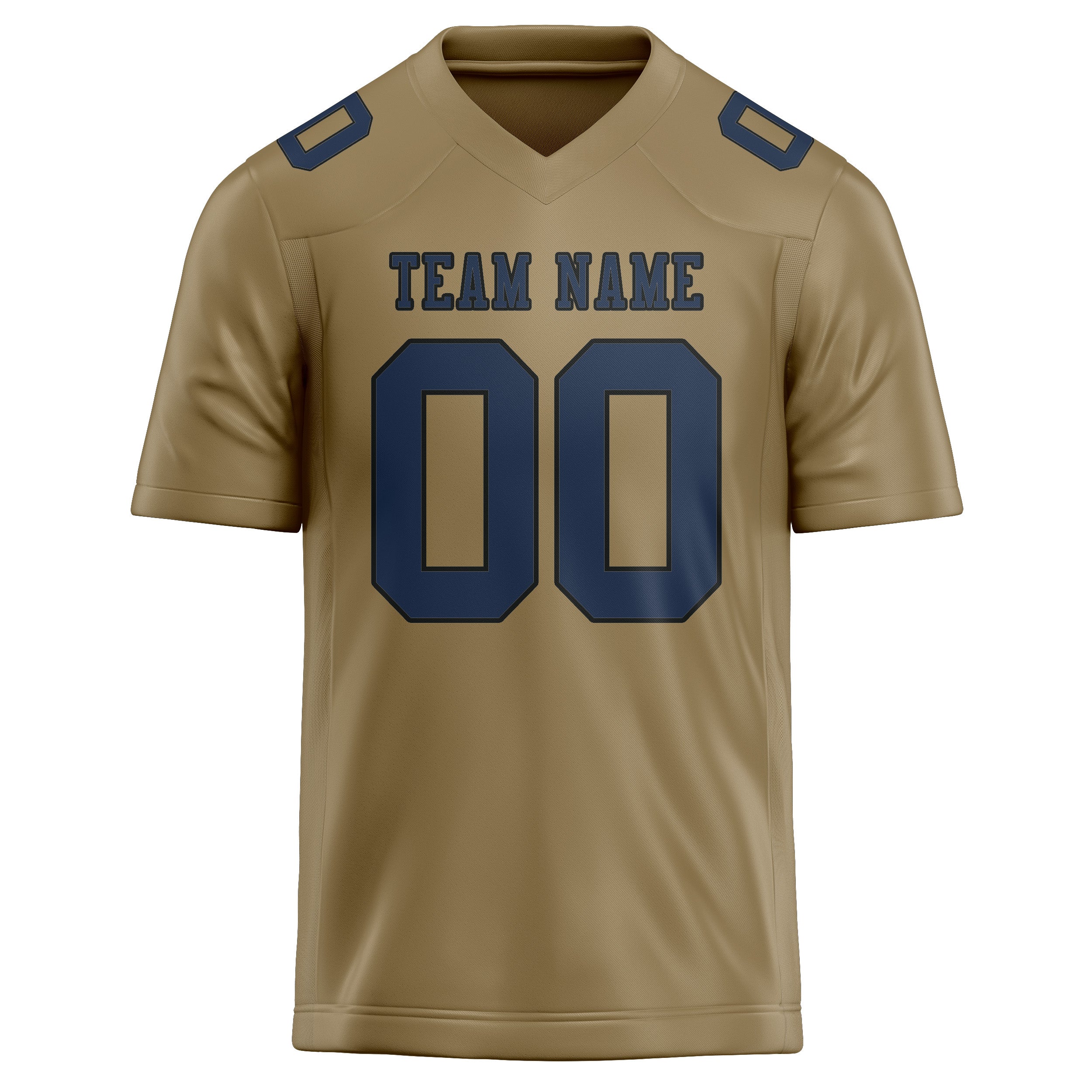 Custom Light Khaki Blue Football Jersey