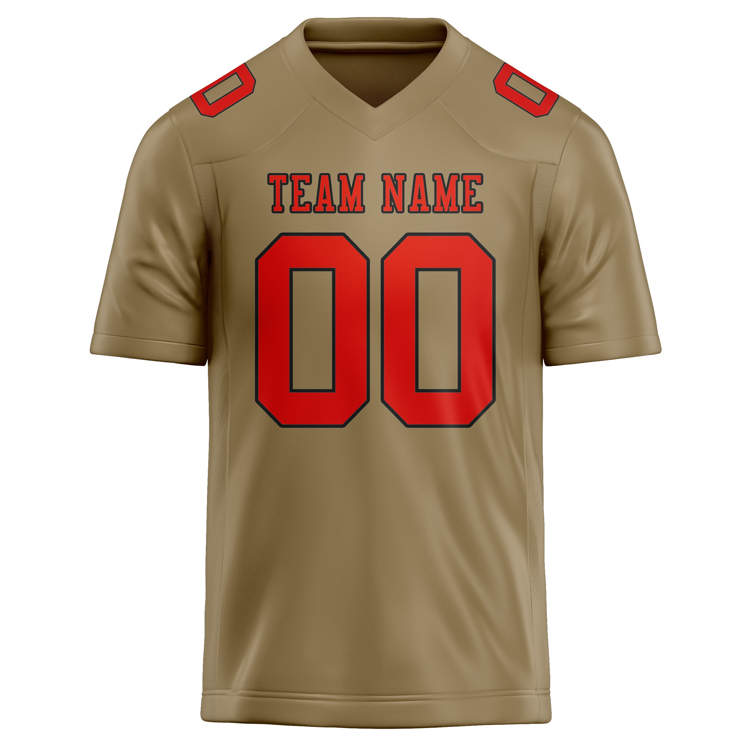 Custom Light Khaki Orange Red Football Jersey