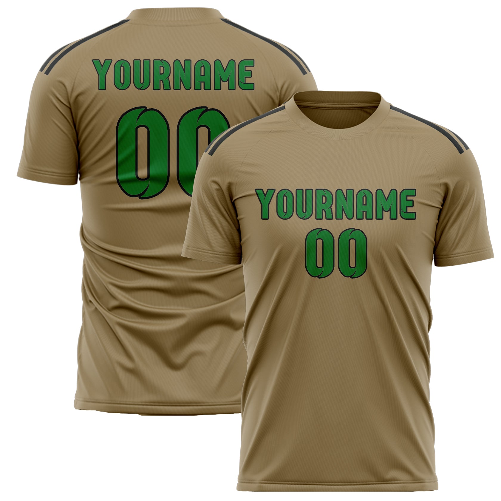 Maillot de football personnalisé kaki clair et vert émeraude
