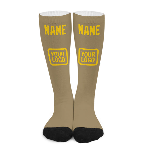 Chaussettes hautes sur mesure kaki clair et or