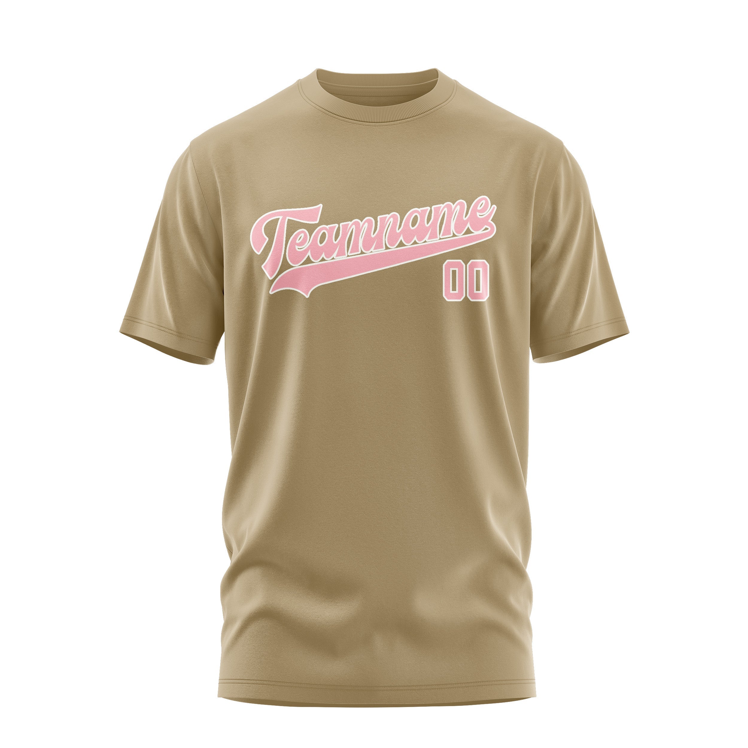 Custom Light Khaki Light Pink T-Shirt