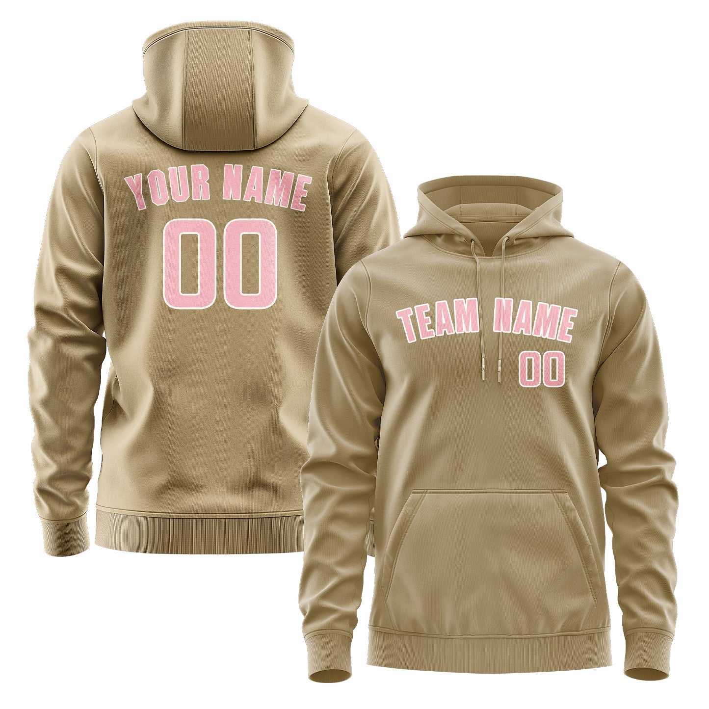 Sweat à capuche kaki clair et rose clair personnalisé 