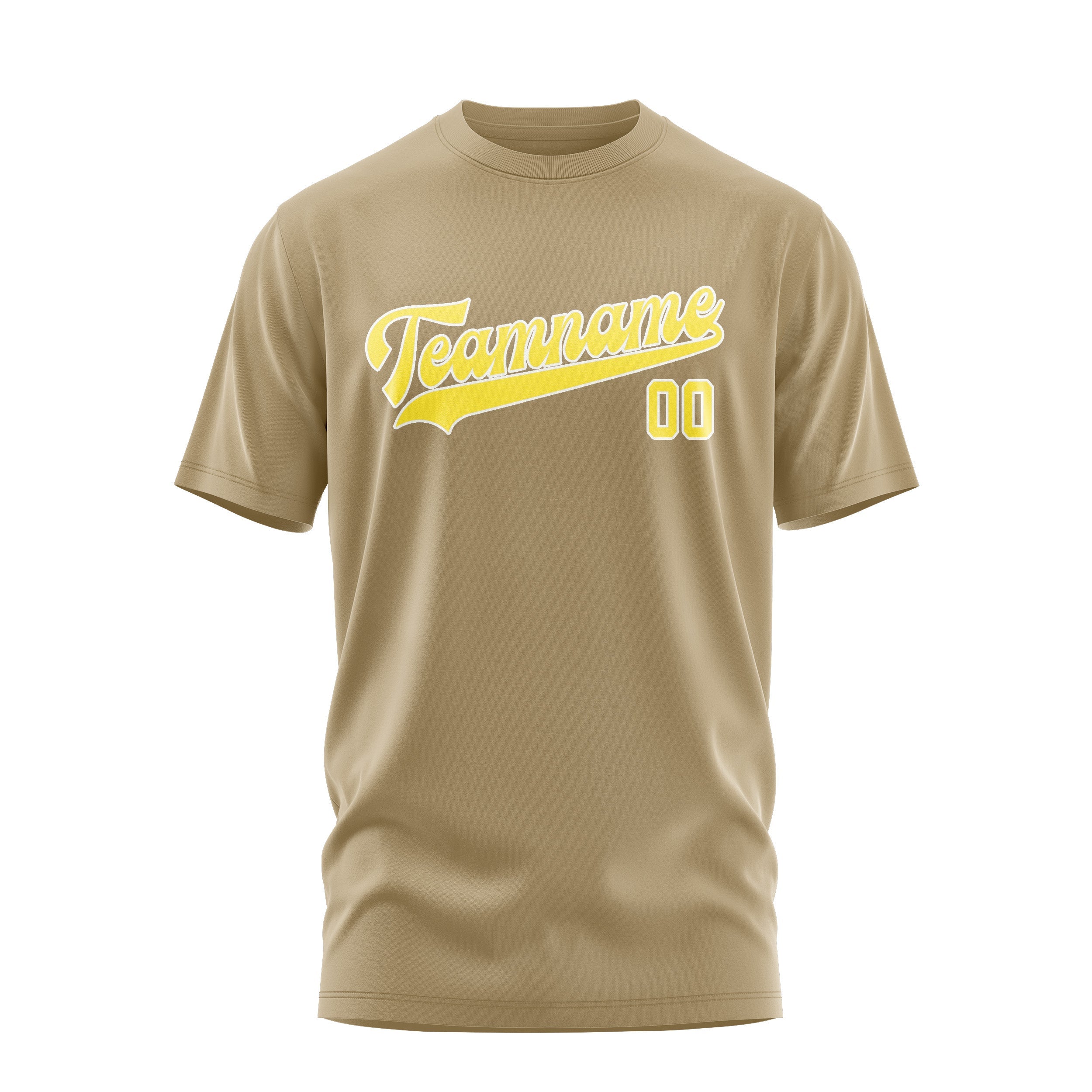 Custom Light Khaki Light Yellow T-Shirt