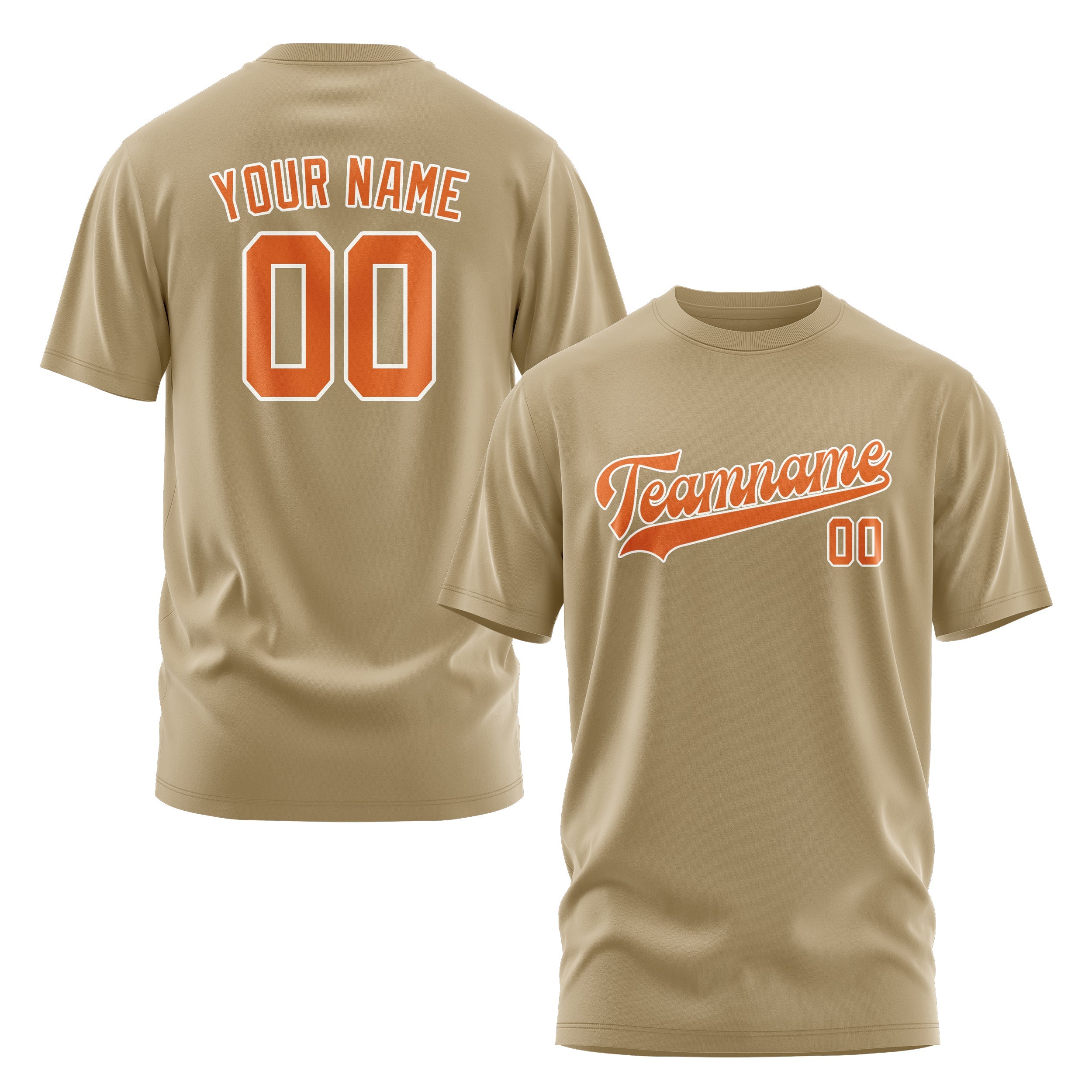 Custom Light Khaki Orange T-Shirt