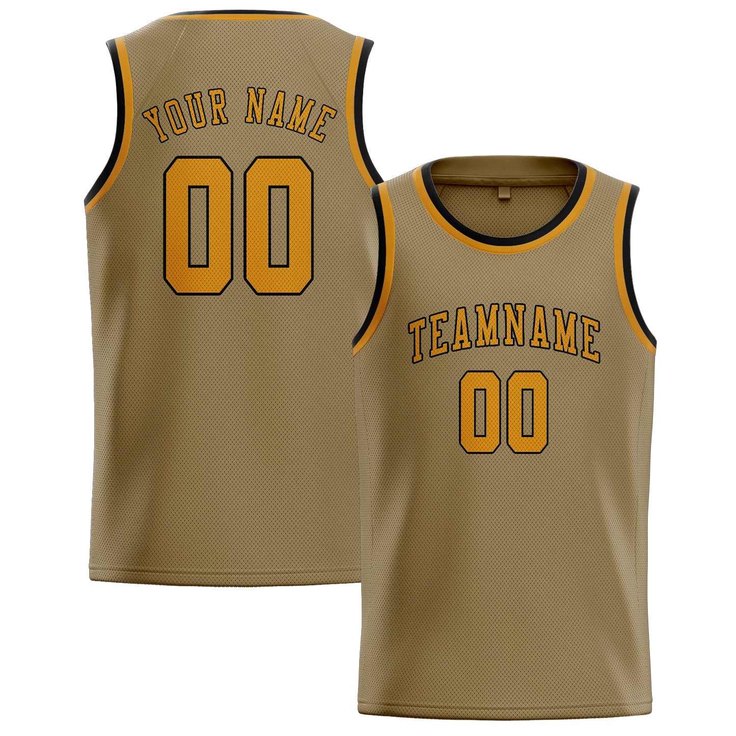 Maillot de basketball personnalisé kaki clair et jaune