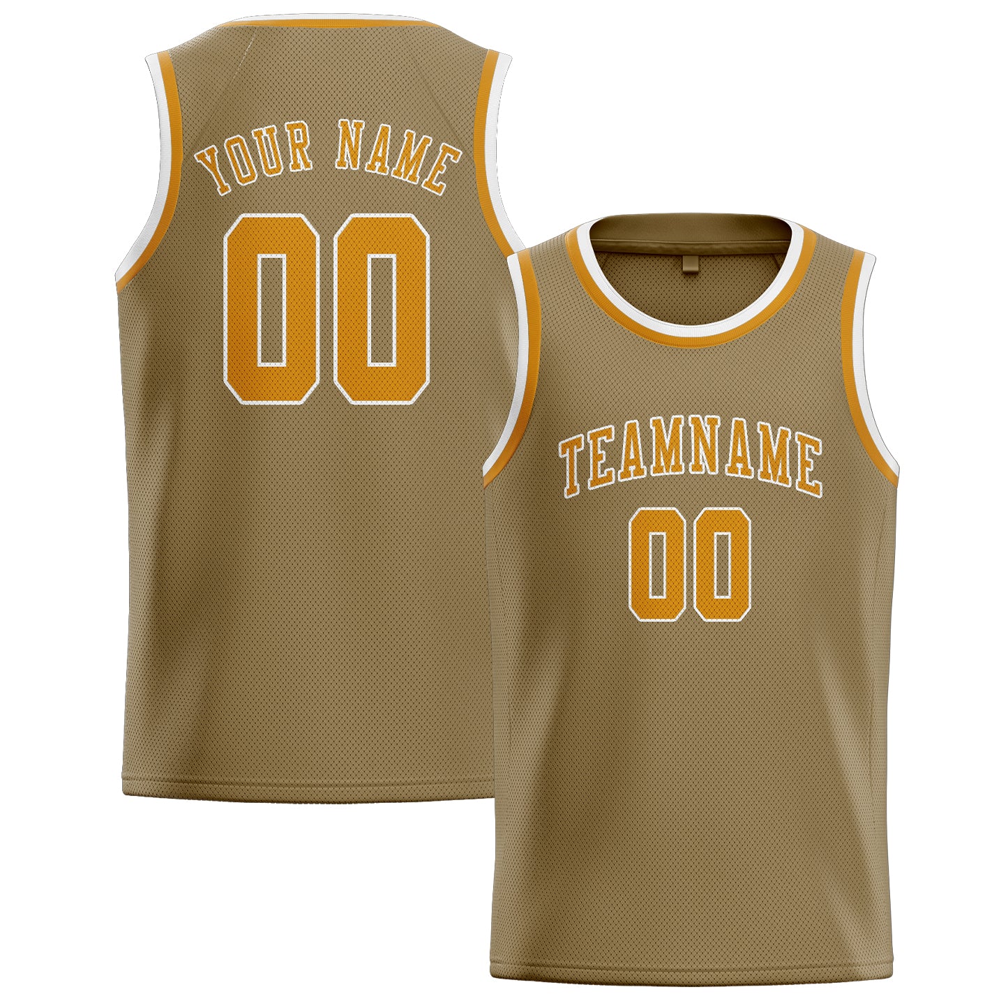 Maillot de basketball personnalisé kaki clair et jaune