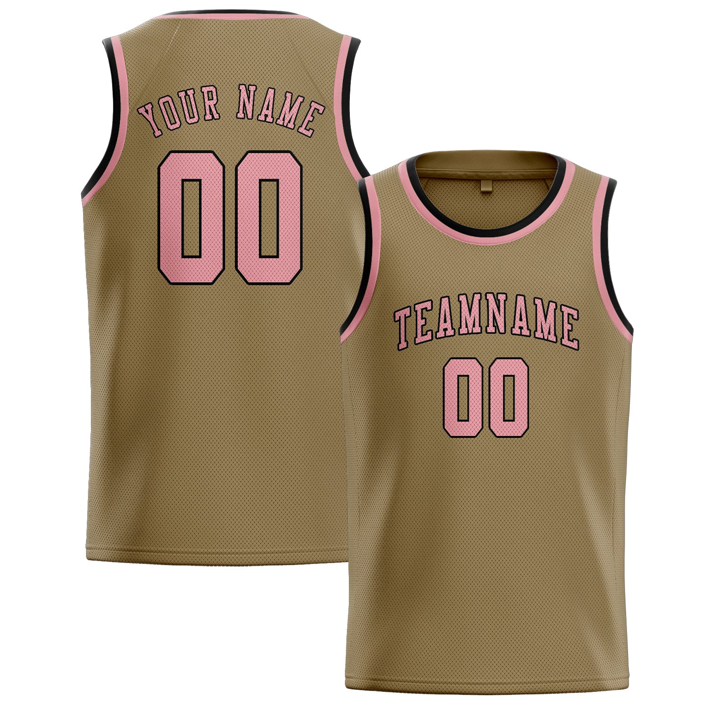 Maillot de basketball personnalisé kaki clair et rose clair