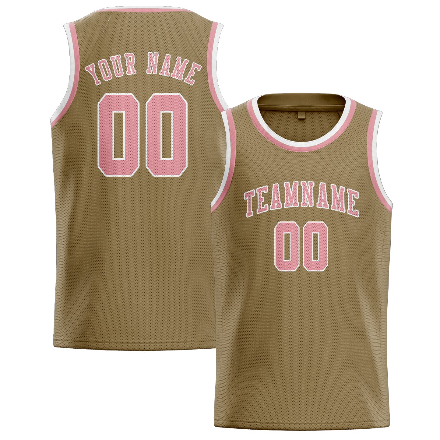 Maillot de basketball personnalisé kaki clair et rose clair