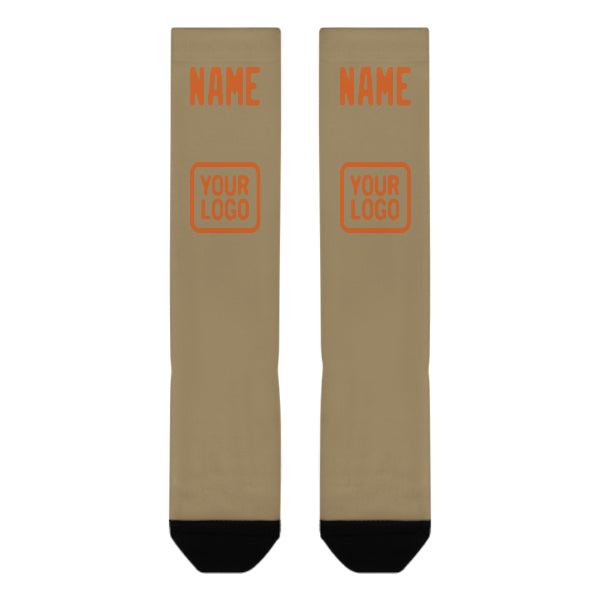 Chaussettes hautes personnalisées kaki clair orange
