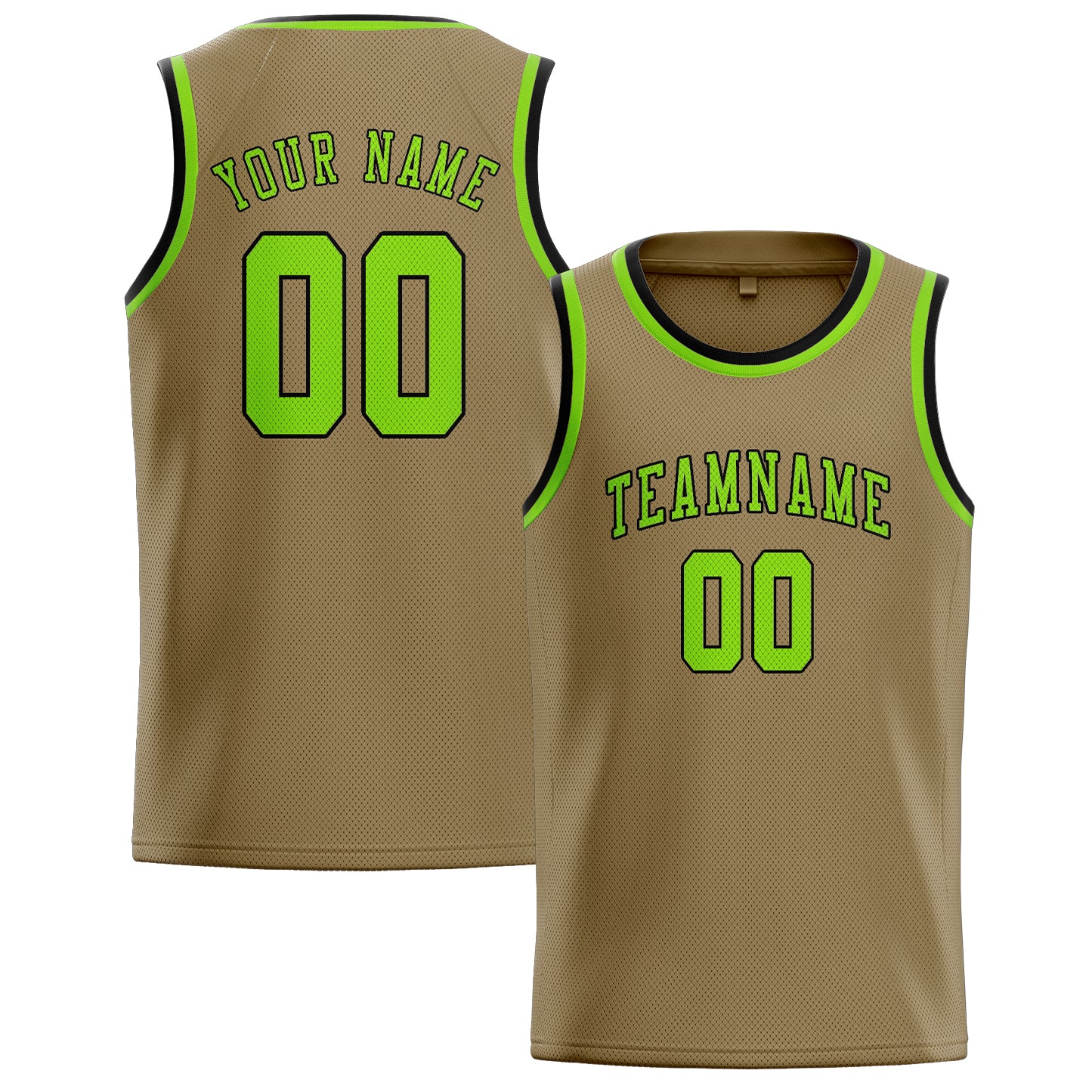 Maillot de basketball personnalisé kaki clair et vert émeraude