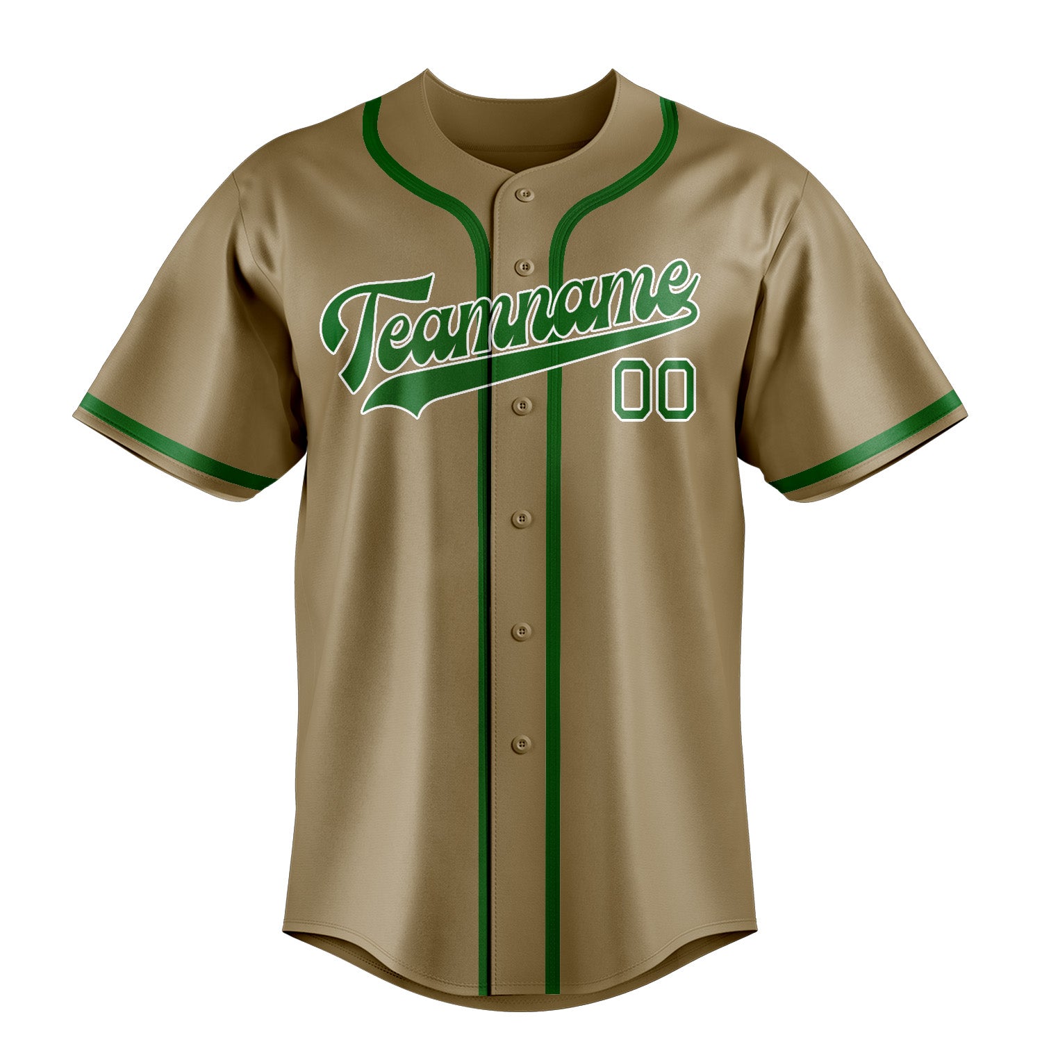 Maillot de baseball personnalisé kaki clair et vert émeraude