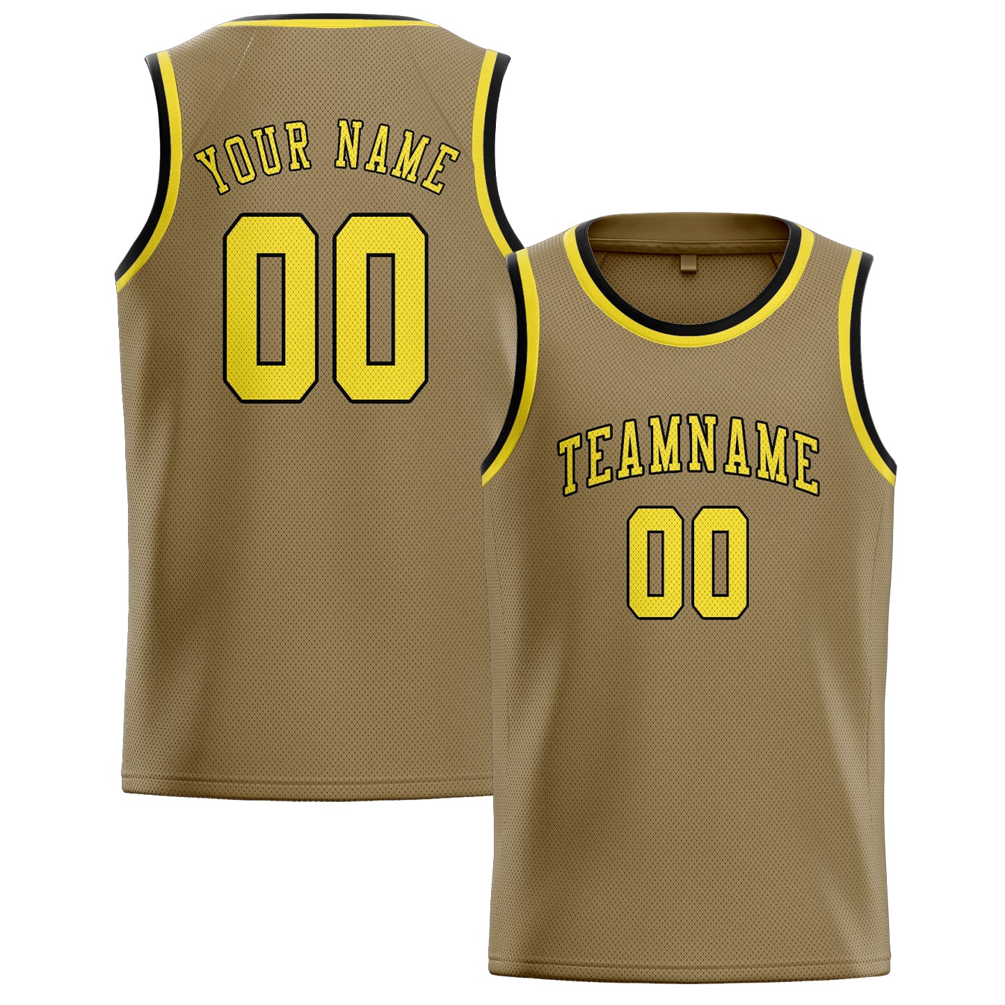 Maillot de basketball personnalisé kaki clair et jaune clair