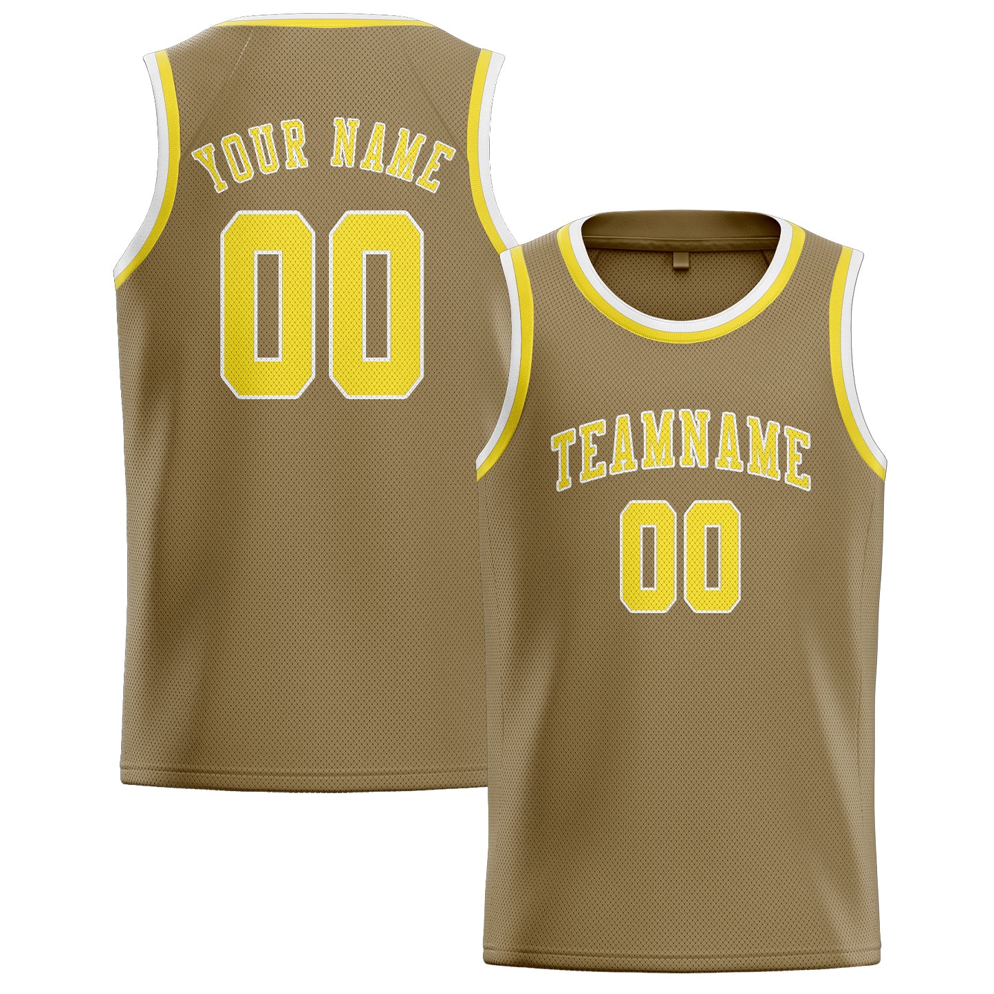 Maillot de basketball personnalisé kaki clair et jaune clair