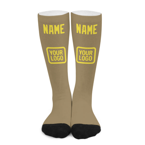 Chaussettes hautes kaki clair et jaune clair personnalisées