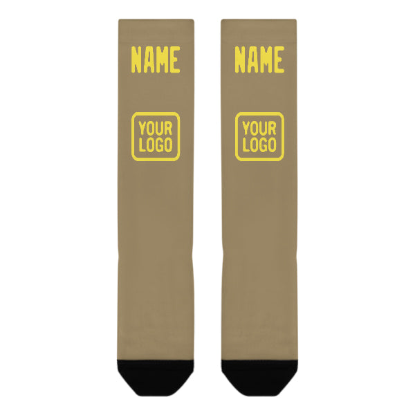Chaussettes hautes kaki clair et jaune clair personnalisées
