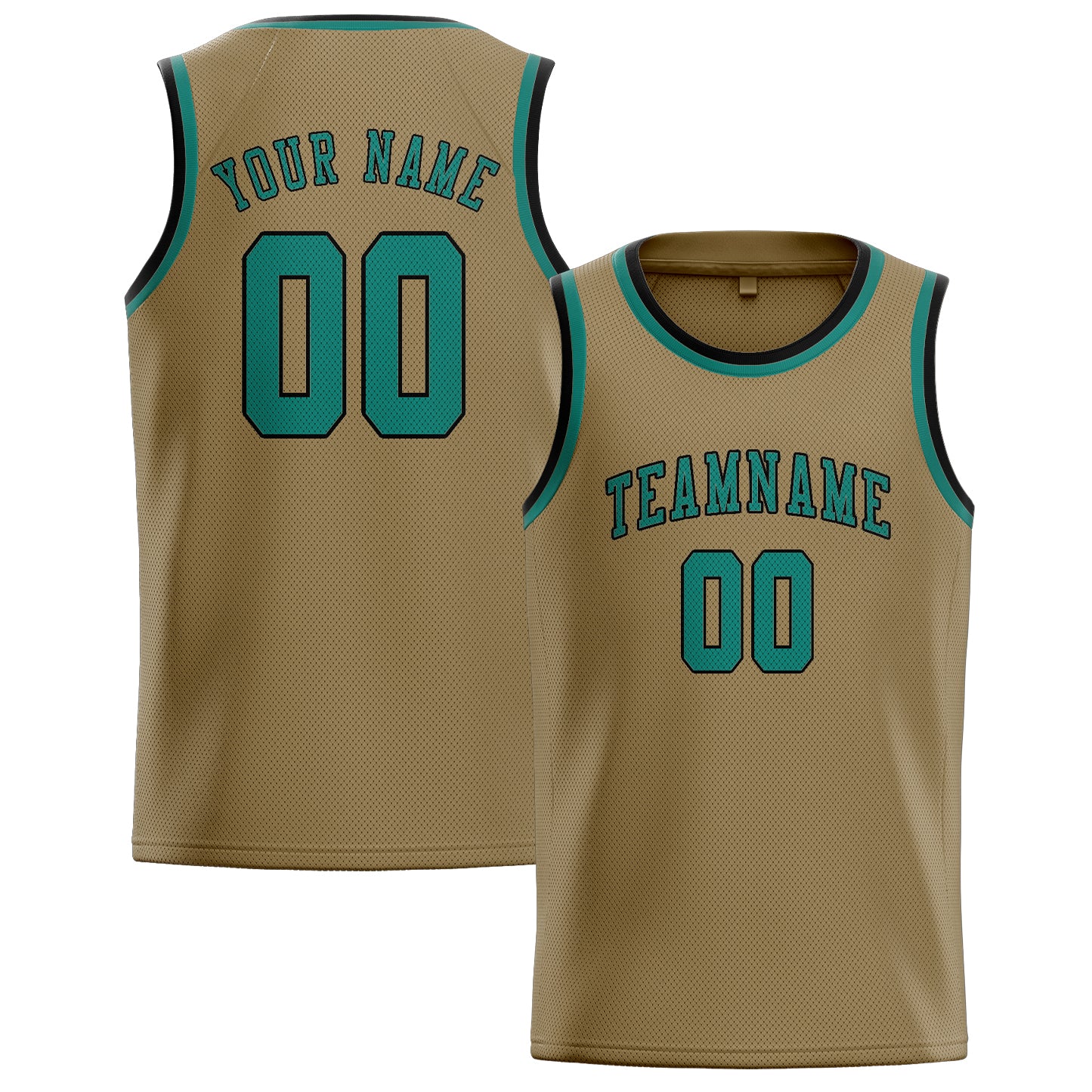 Maillot de basketball personnalisé kaki clair, bleu et vert