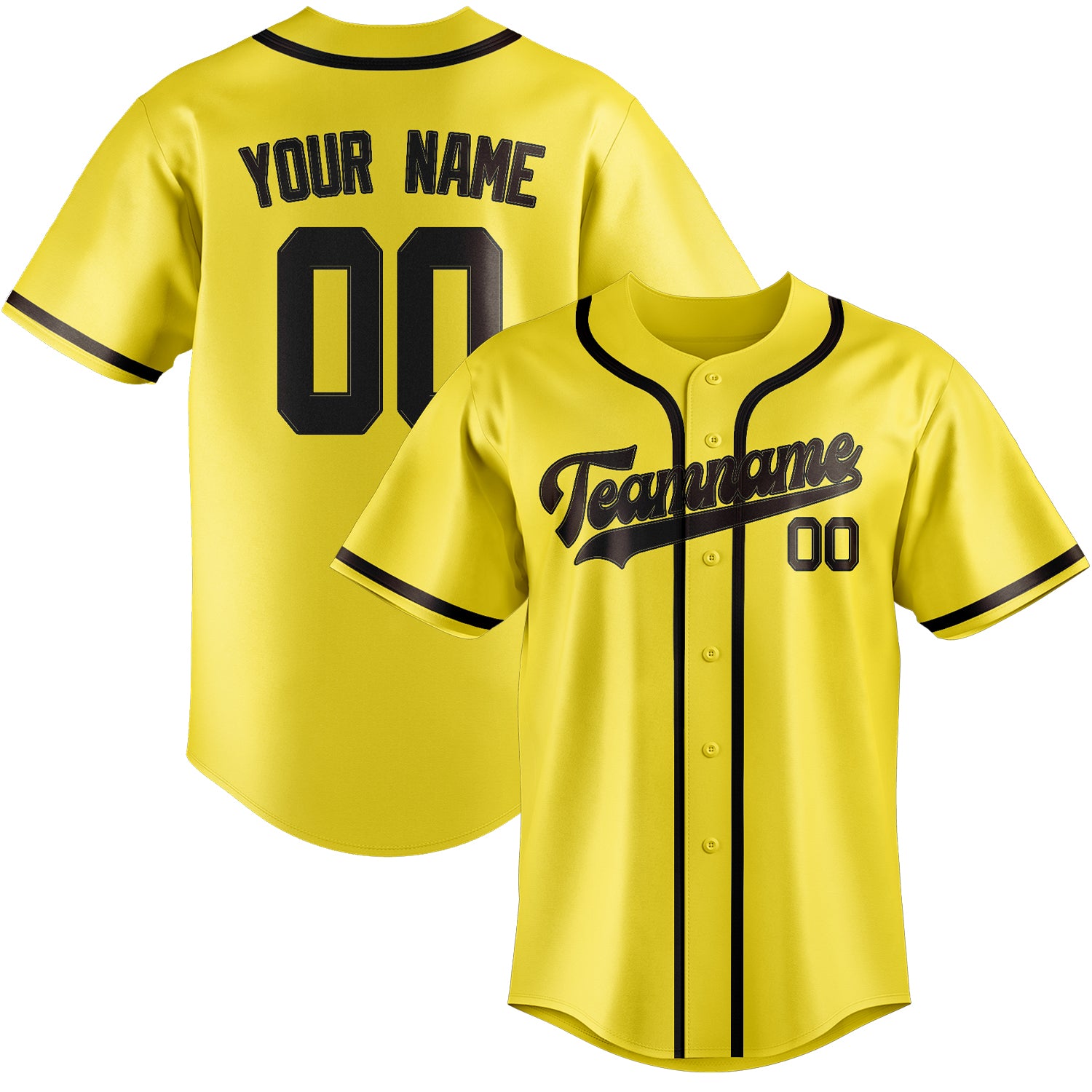 Maillot de baseball personnalisé jaune clair marron