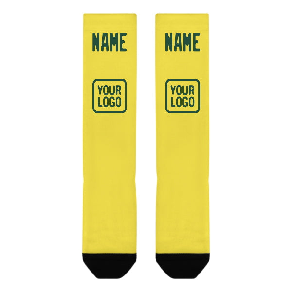Chaussettes hautes personnalisées jaune clair et vert
