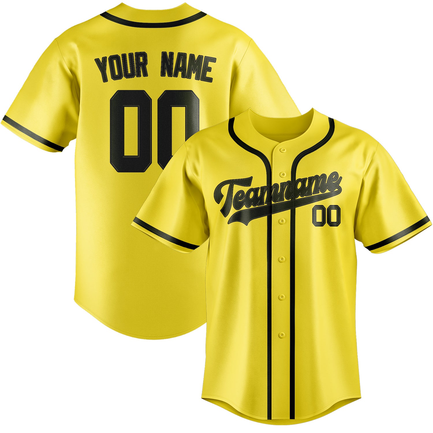 Maillot de baseball personnalisé jaune olive clair