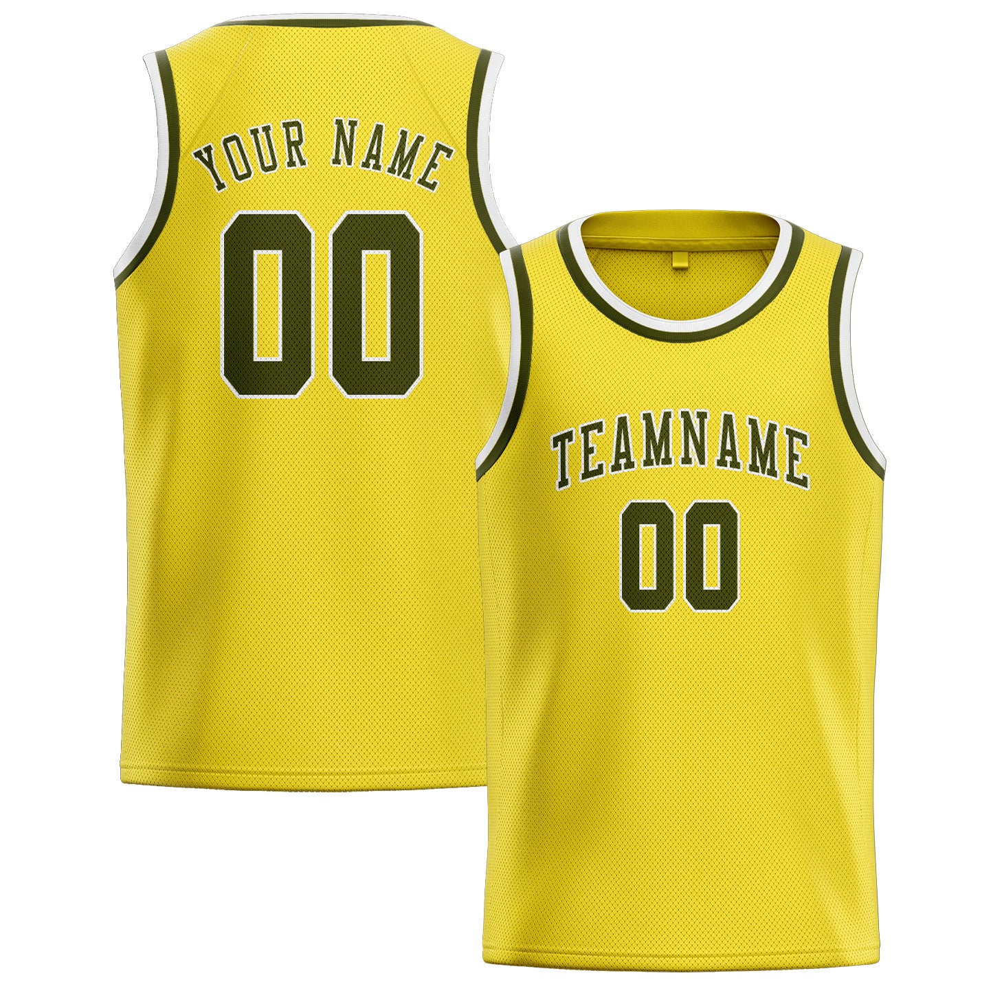 Maillot de basketball personnalisé jaune olive clair