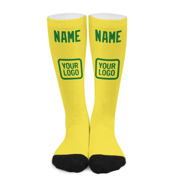 Chaussettes hautes personnalisées jaune clair et vert émeraude