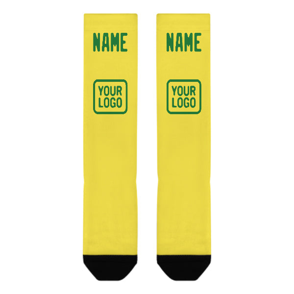 Chaussettes hautes personnalisées jaune clair et vert émeraude