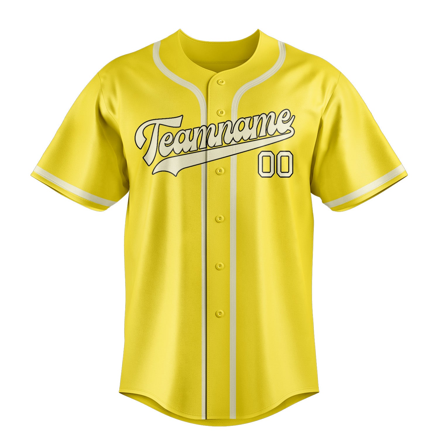 Maillot de baseball personnalisé jaune clair et crème