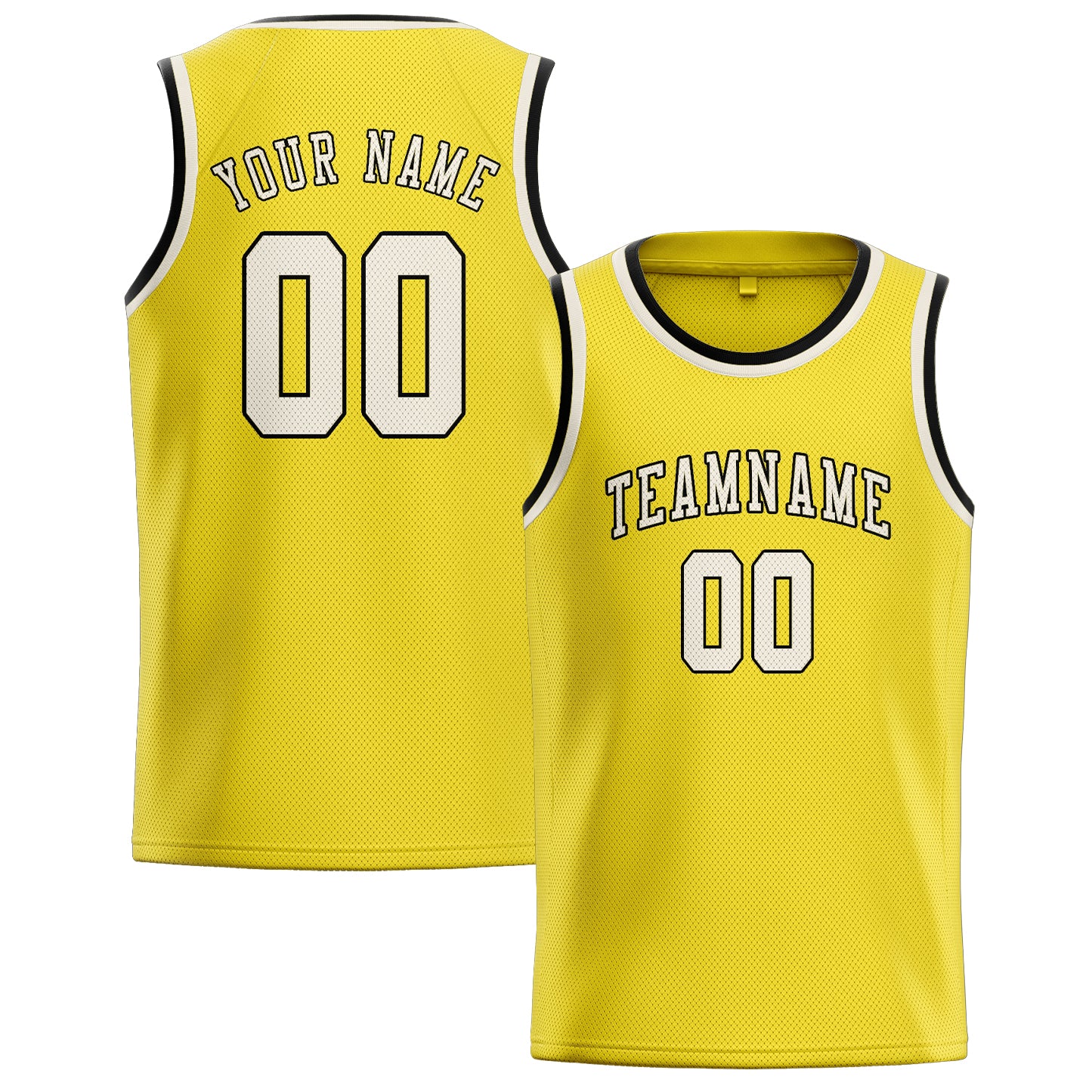 Maillot de basketball personnalisé jaune clair et crème