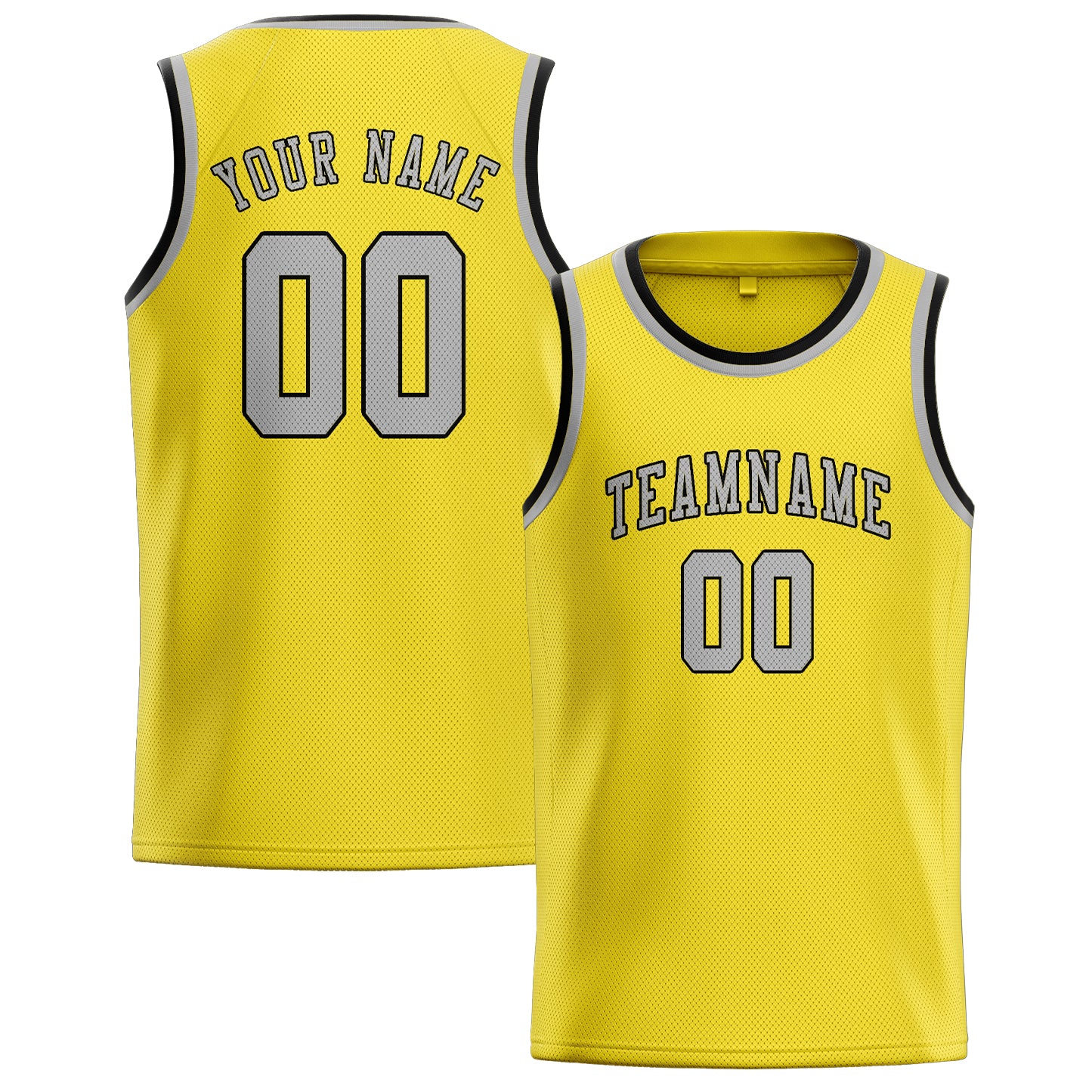 Maillot de basketball personnalisé jaune clair et gris