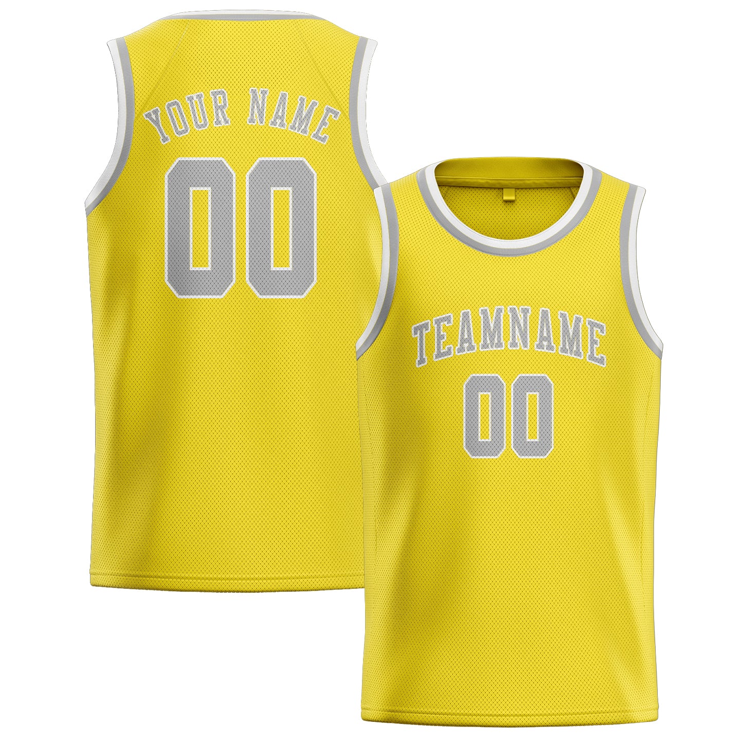 Maillot de basketball personnalisé jaune clair et gris
